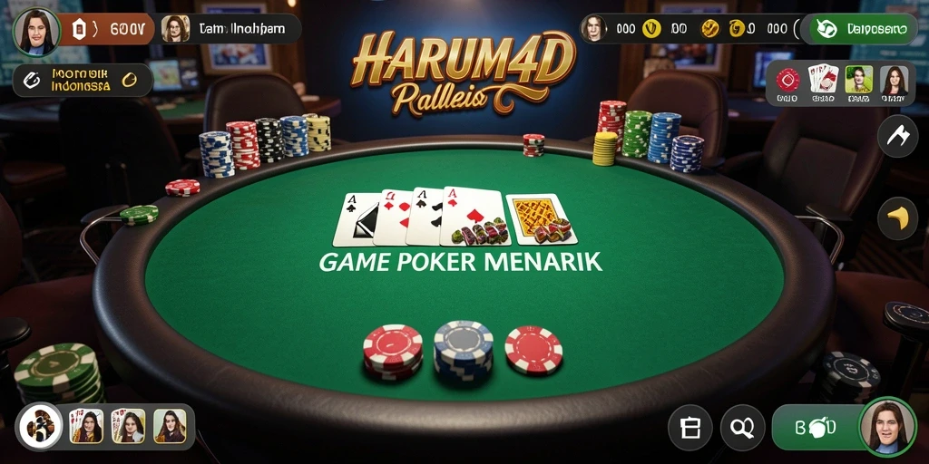 Screenshot gameplay HARUM4D menampilkan suasana Poker yang mendebarkan.