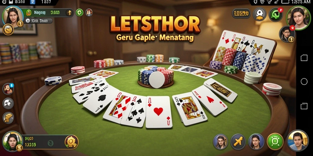 Screenshot utama gameplay LETSTHOR menampilkan suasana seru bermain Gaple.