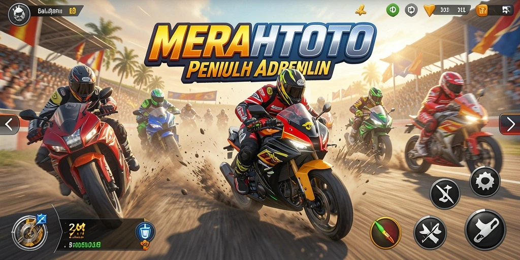 Tampilan mendebarkan gameplay balapan motor MERAHTOTO.