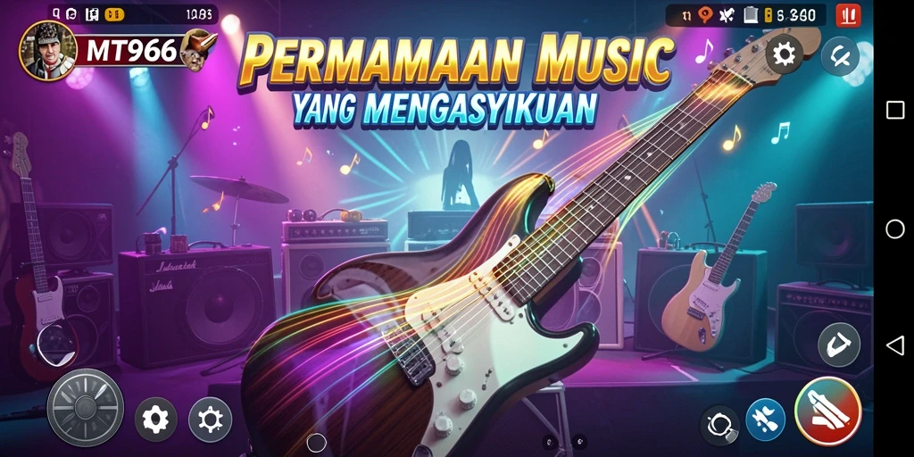 Gameplay MT966 yang penuh warna dan interaktif saat bermain musik.