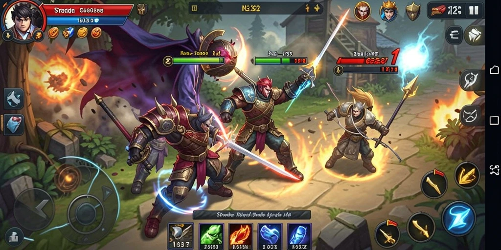 Screenshot gameplay menunjukkan pertempuran strategi yang intens dan menarik.