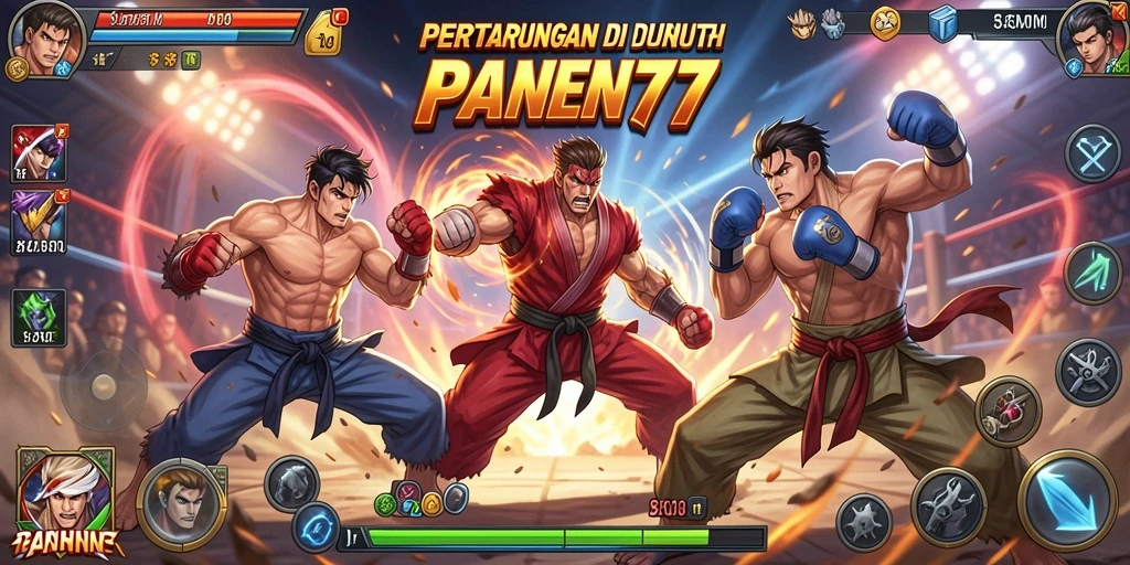 Tampilan gameplay PANEN77 yang menampilkan aksi pertarungan intens.