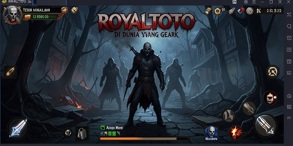 Tampilan gameplay menyeramkan di dunia <strong>ROYALTOTO</strong> yang gelap dan misterius.