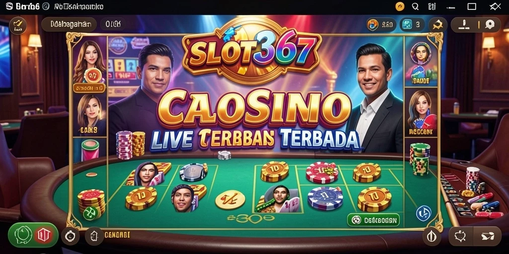 Tampilan gameplay SLOT367 dengan dealer langsung dan berbagai permainan kasino.