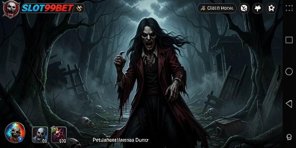 Screenshot menampilkan aksi mendebarkan dalam dunia horror SLOT99BET.
