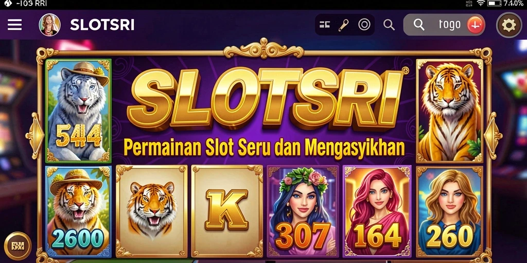 Screenshot gameplay SLOTSRI yang menunjukkan gulungan penuh warna.