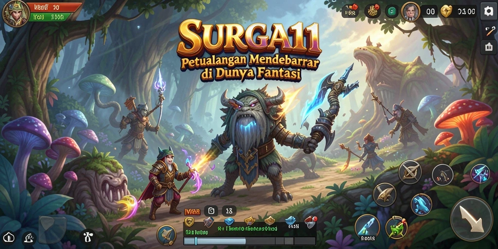 Tampilan gameplay SURGA11 yang epik dan penuh aksi.