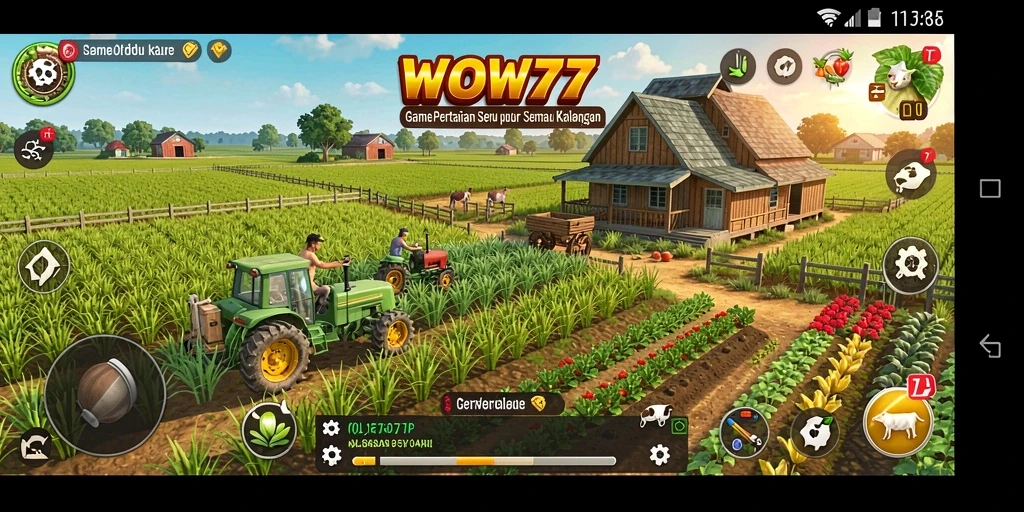 Tampilan screenshot WOW77 yang menunjukkan aktivitas pertanian seru.